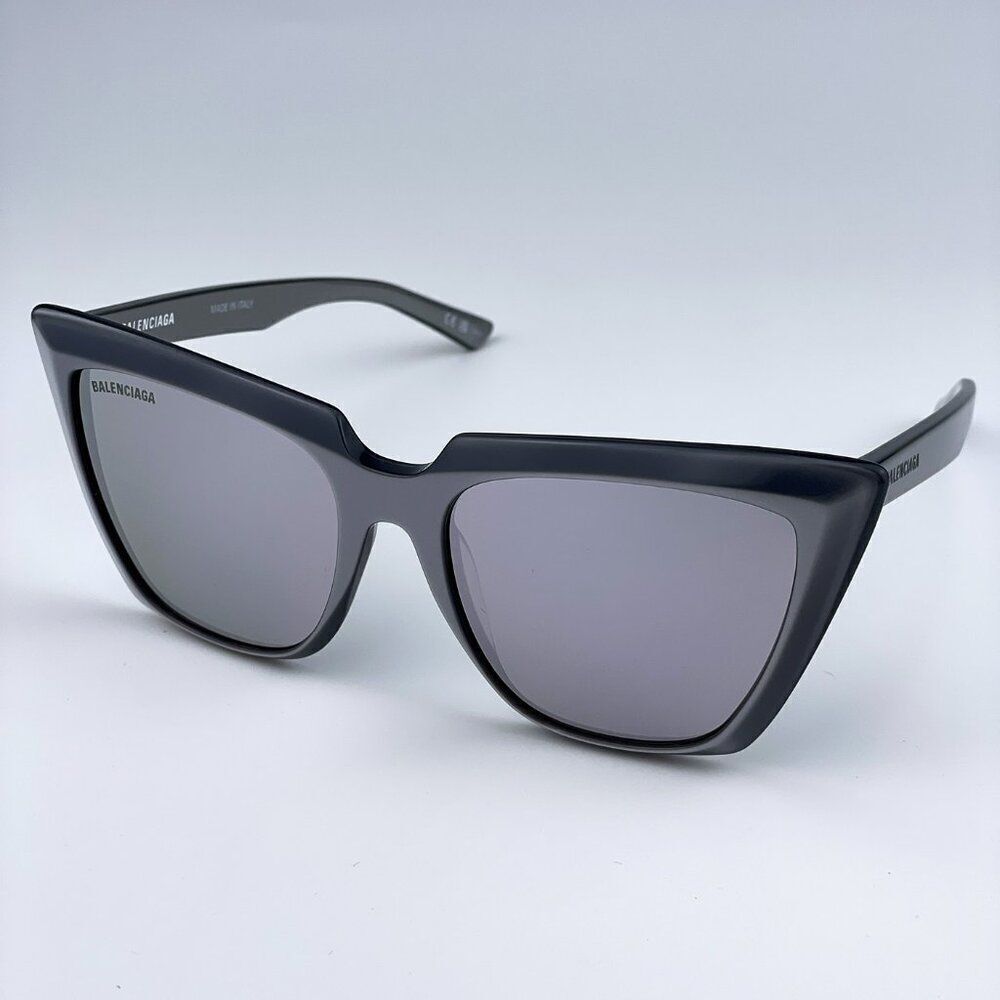 SALE! NEW Balenciaga BB0046S 006 Silver Mirrored Square Cat Eye Women Sunglasses - Picture 5 of 11